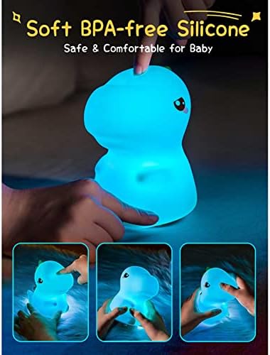 Xianfei Kids Night Light, lâmpada de dinossauro de silicone portátil de cor portátil com sensor de toque, para crianças acompanham luzes de dormir à noite