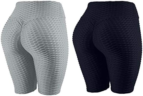 2pc feminino levantando shorts de ioga Controle de barriga anti-celulita Bike de moto de ginásio curto shorts quente com cintura alta calça curta