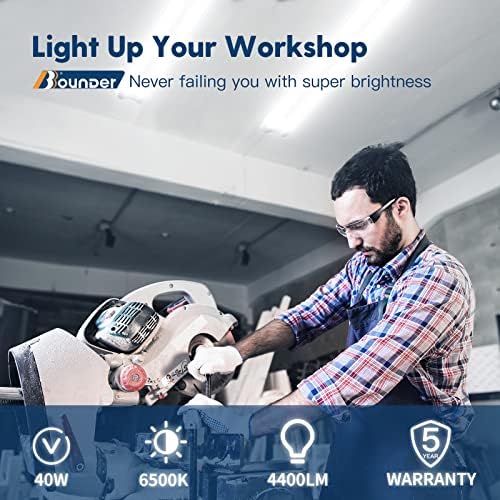 Bbounder 8 Pack LED LED LED SHOP LUZ, 4400 LM, 6500K LIGADA DE DIA FRIO, 4 FT, 48 polegadas Integrado para garagem,