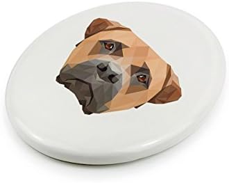 Bullmastiff, placa de cerâmica de lápide com uma imagem de um cachorro, geométrico