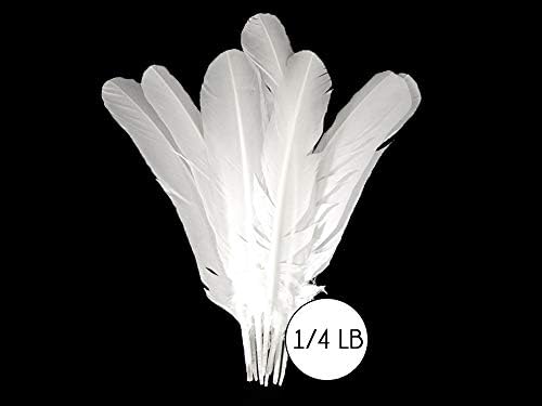 Pena da luz da lua | 50 peças - Peru de peru branca Redonda de asa de ala grande no atacado Feathers Halloween, artesanato indiano, casamento, Angel Wing Feathers