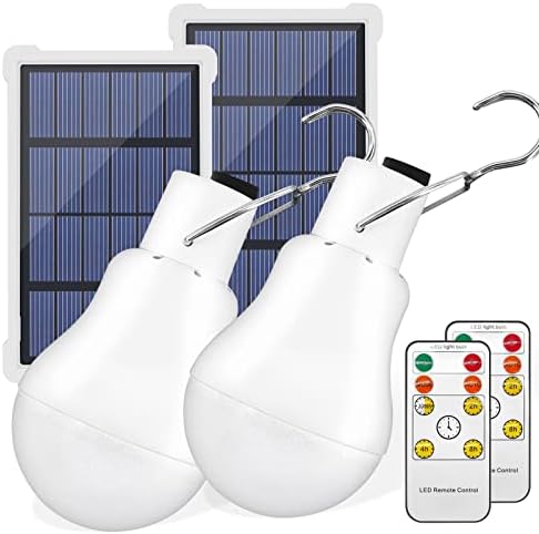 Lâmpadas solares portáteis de Yztree, 350lm Bulbos de emergência recarregáveis ​​de emergência USB com timer remoto para lâmpadas de acampamento para caminhadas para caminhada Lâmpadas de falta de energia