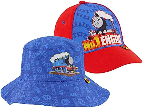Mattel Toddler Sun Hat, ou Thomas & Friends Kids Bucket Hat and Matching Baseball Cap for Boys, 2-4 anos