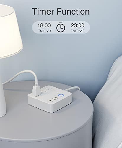 Faixa de energia de plugue inteligente, Protetor de Surge USB WiseBot com 3 pontos de venda inteligentes controlados individualmente e 3 portas USB, trabalha com Alexa Google Home, WiFi Timer Plug Extender para viagens, UL, 2.4G Wi -Fi SOMENTE
