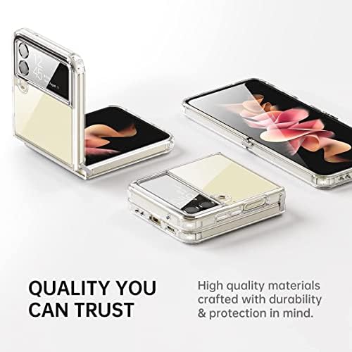 Caso para Samsung Galaxy Z Flip 4 5G 2022, capa de telefone clara com um PC rígido transparente, bordas