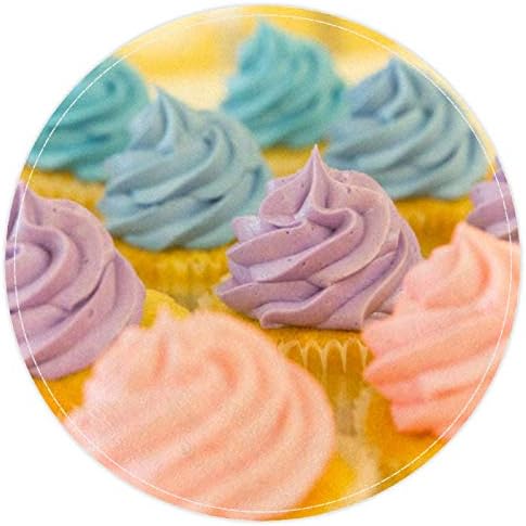 Creme de cupcakes PuePle azul heoeh rosa, capacho sem deslizamento de 15,7 de tapete redondo tapetes