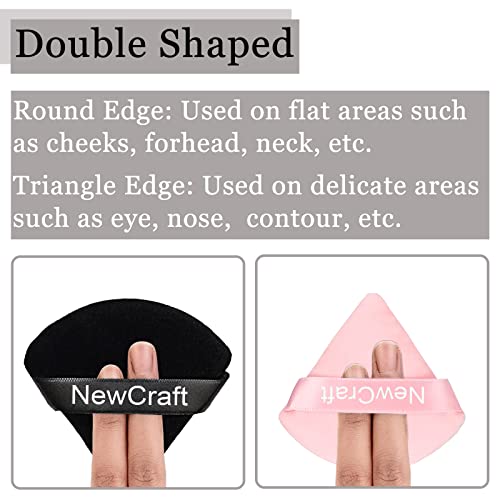 Newcraft 6pcs Poffs em pó para pó facial, Triângulo Configuração de maquiagem Pofre de veludo mineral