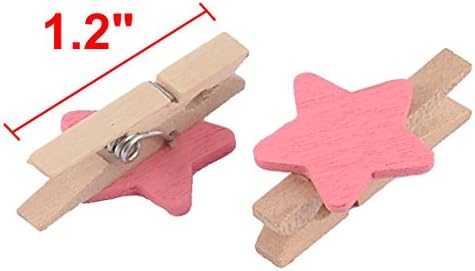 Uxcell Star Shape Card Photo Titular Pegs Crafts Mini Clipe de madeira 50pcs rosa