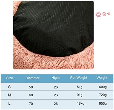 Aquecimento de gato de auto -aquecimento - lã rosa redonda de canil cama longa para luxuos