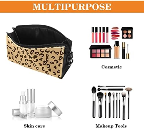Bolsa de maquiagem, bolsa de cosméticos, organizador de bolsa de maquiagem à prova d'água, impressão de leopardo