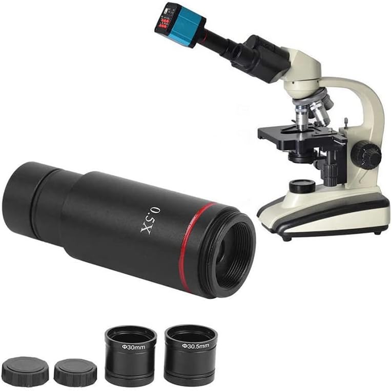 Riyibh Microscópio Acessórios para Microscópio Kit de slides Camer 0,5x Câmera de microscópio de montagem C