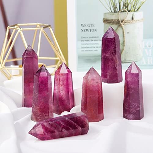 Acengshi Purple Fluorite Healing Tower 30-50g Varta de cristal natural 6 chakra de ponto único facetado