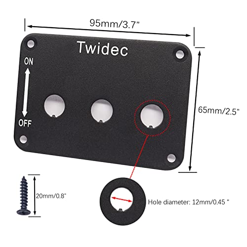 Twidec/Toggle Rocker Switch Painel Habitação de 3 vias de alumínio de metal Placa de chave e 2 PCs Rocker de serviço pesado interruptor de alternância 16a 250V DPST 2 Posição 4 Pin On/Off Switch