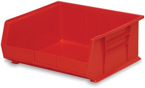 Lixeira de empilhamento de plástico akrobin, 16-1/2 W x 14-3/4 d x 7 h, vermelho-lote de 6