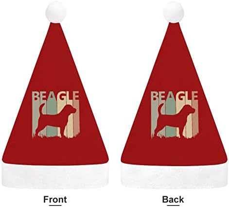Beagle Dog Silhouette Plexh Christmas Hat de Chapéus de Papai Noel e Belos chapéus com borda