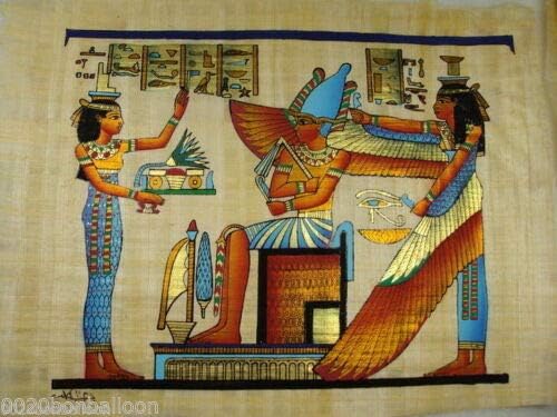 Conjunto 25 papel de papiro egípcio 12 x16 original pintada à mão pintada à mão Pintura antiga faraó alfabetos