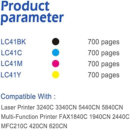 Substituição de cartucho de tinta LC41 compatível com EasyPRINT para o irmão Intellifax 1840C, 2440C;
