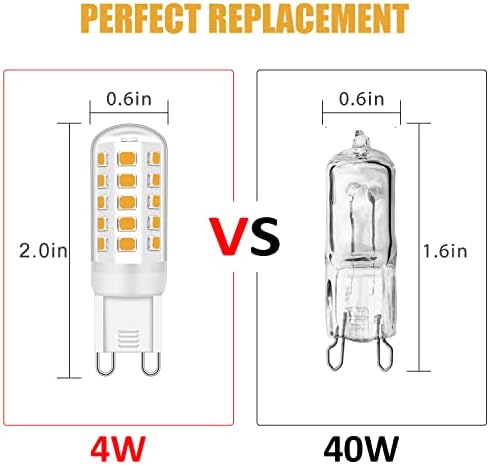 Bulbo LED de Cloudmi G9 Dimmível 4W equivalente a 28W 30W 40W Bulbos de halogênio, T4 G9 Bin Base Base quente 2700k, lâmpadas G9 LED, lâmpada de LED de soquete G9, sem cintilação, 420lm, AC 120V, 5 pacote