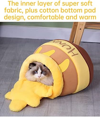 Ljhxfpa mel jar jart gato cama amarela em vaso de gato madeira quente quente gatinho de luxo de lápide