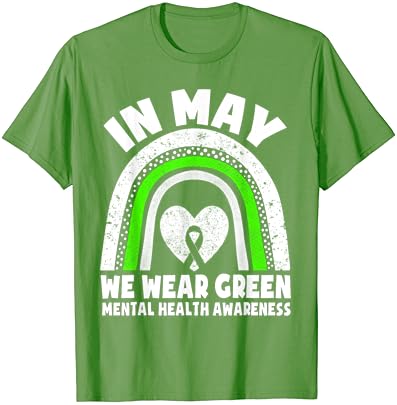 Em maio, usamos camiseta verde da fita verde da saúde da saúde mental