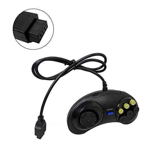Jrshome 2pcs 6 Button Game Controller para Sega Genesis Black Directional Pad