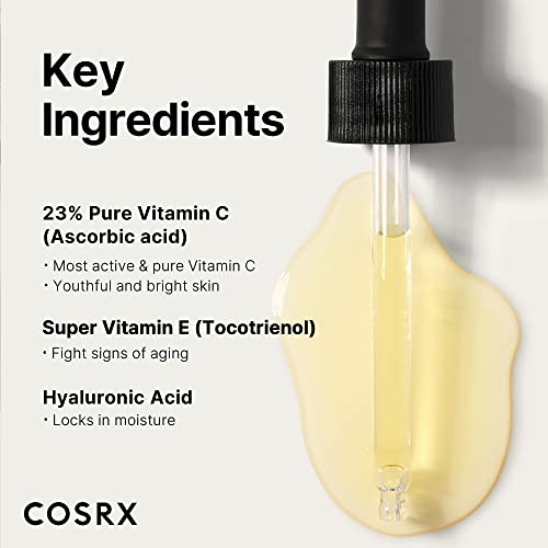 Cosrx Pure Vitamin C 23% soro com vitamina E e ácido hialurônico, soro facial iluminador e hidratante