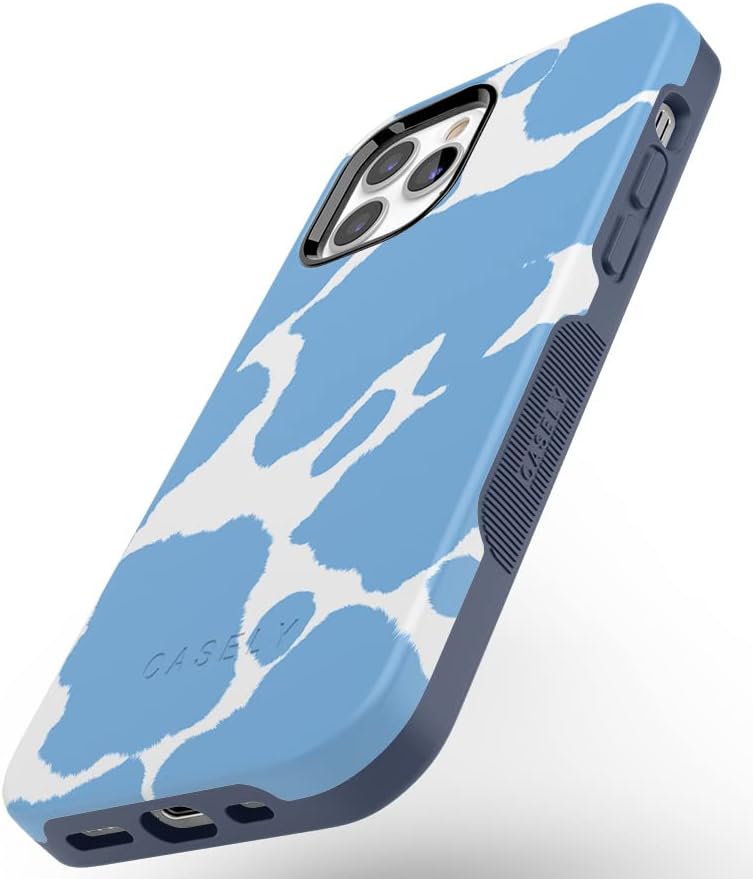 Casely iPhone 12/12 Pro Case | Humor azul | Caixa de impressão de vaca azul clara | Compatível com Magsafe