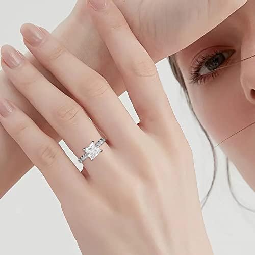 Anéis de aço inoxidável de Yistu para mulheres Incluste Square Diamond Ring Jewelry Birthday Proposta de presente