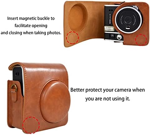Caice Hiyqin mini40, caixa de proteção contra câmera para capa de bolsa de couro PU Instax Mini40 com cinta ajustável removível