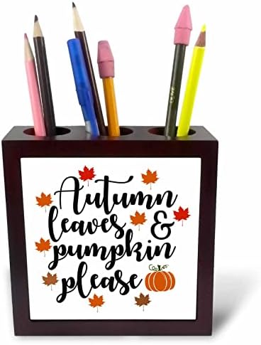 3drose folhas de outono e abóboras, por favor, tipografia - titulares de caneta de ladrilhos