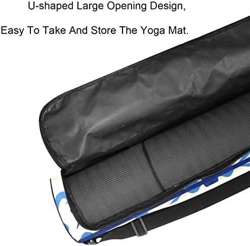 Bolsa de transportadora de tapete de ioga azul e branca com alça de ombro de ioga bolsa de ginástica
