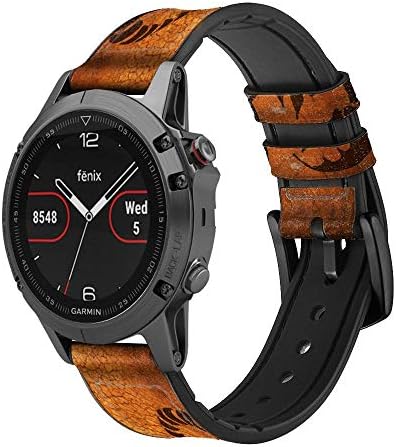 CA0088 Scorpion Tattoo Leather & Silicone Smart Watch Band Strap for Garmin Approach S40, Forerunner 245/245/645/645,