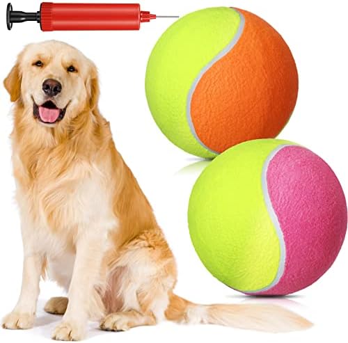 Bola de tênis gigante de 2 pacote para cães 9,5 polegadas infláveis ​​grandes bolas de tênis de tênis grande