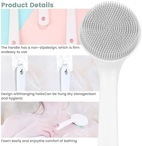 Qiqamole 1 embalagem de silicone escova corporal para banho, escova traseira, esfoliante de escova de chuveiro