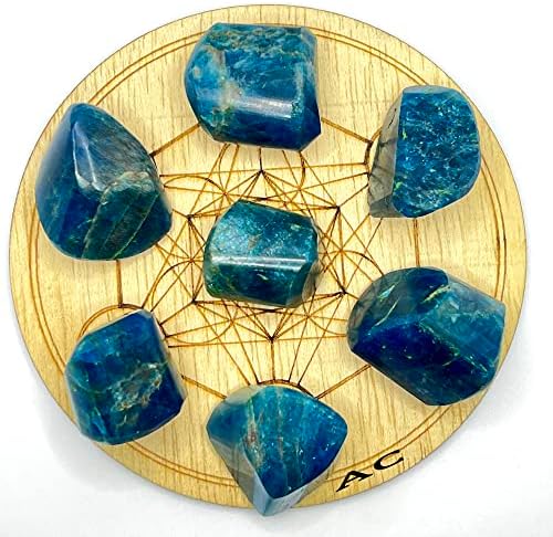 AASHITA CREATIONS 7 PCS Kit de pedras preciosas de apatita natural com cura CHAKRA CHAKRA CHAKRA GRID