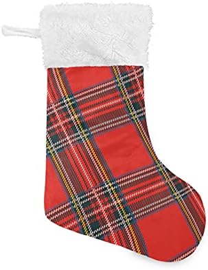 Meias de Natal de Natal Plaid Christmas de Sinestour Grandes meias de natal para a lareira de natal lareira parede