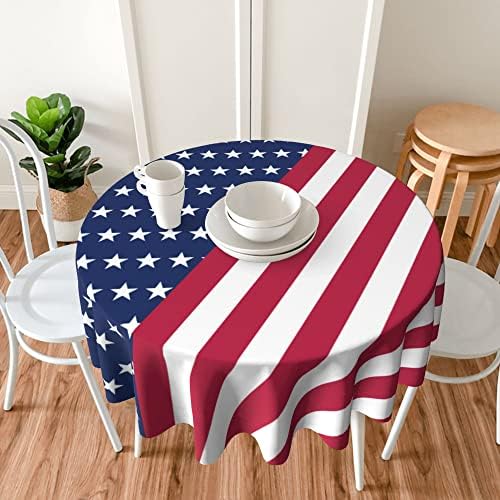 4 de julho toalha de mesa de 70 polegadas redonda redonda à prova d'água de mesa patriótica rústica Fazinha de