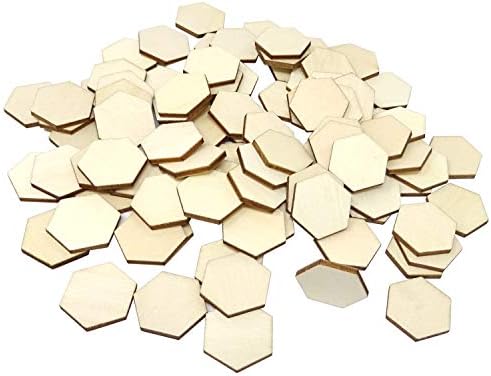 HONBAY 100pcs 25mm/1 polegada hexagon inacabada peças de madeira em branco fatias de madeira embelezas