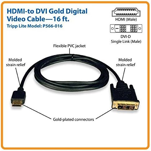 Tripp Lite HDMI para DVI Cabo, cabo de monitor digital Cabo de 20 pés.20 '