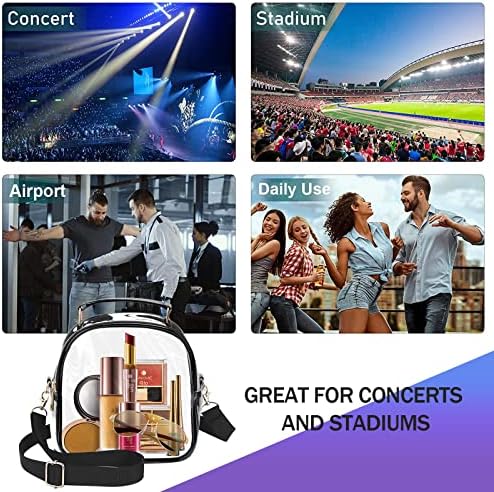 Nocoko Clear Bag Stadium Aprovado com 3 substituição de correia de bolsa, pequena bolsa de crossbody crossbody para eventos esportivos de concertos