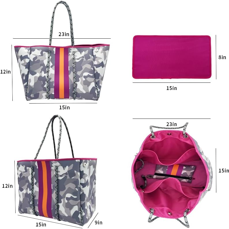 Bolsa de praia Yfydcll fofa ， sacos de praia para mulheres com zíper, sacola para mulheres com carteira