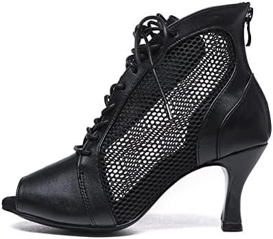 Hroyl Women Open Toe Dance Botas com Lace-up Latin Salsa Ballrooom Performance Practice Dance Shoes,