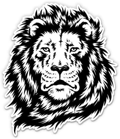 Lion preto e branco - adesivo de vinil de 12 decalque à prova d'água