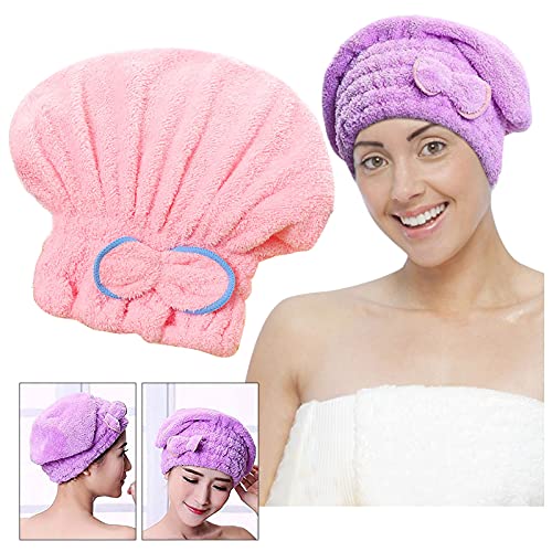 Bapa do secador de cabelo para lã de coral lenço de cabelos, absorvente chuveiro seco seco com tampa de chuveiro