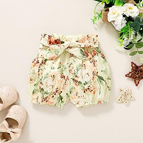 Roupas de menina para roupas infantis roupas de verão define um macacão de manga e shorts florais com faixa para a cabeça