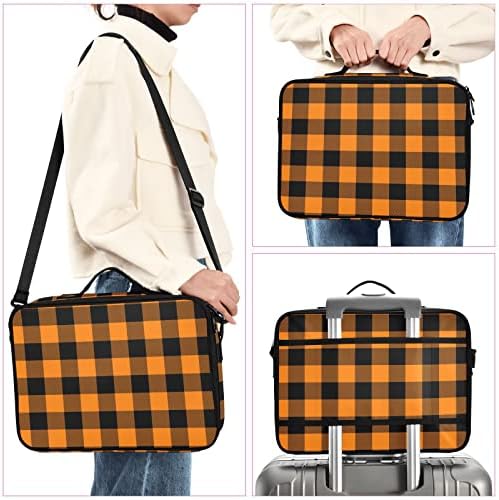 Bolsa de cosméticos xadrez laranja para mulheres para mulheres viagens de higiene pessoal com alças Saco de maquiagem
