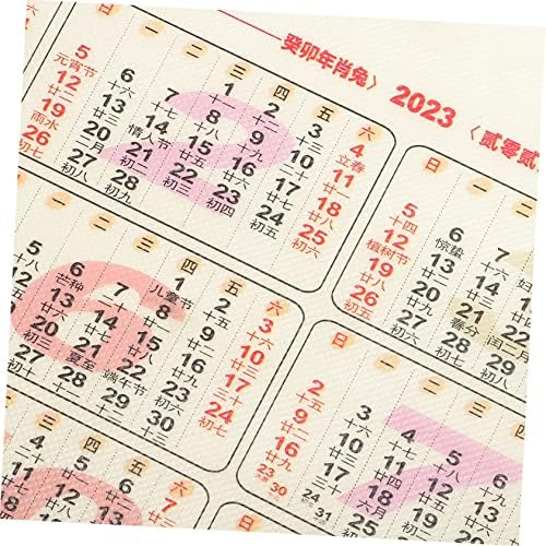 ABAODAM 5PCS 2023 Ano do calendário do calendário do coelho Calendário Chinês Calendário 2023 Calendários diários