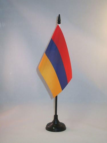 AZ FLAND ARMENIA TABELA BANGLE 4 '' x 6 '' - Bandeira da mesa armênia 15 x 10 cm - Beck de plástico preto