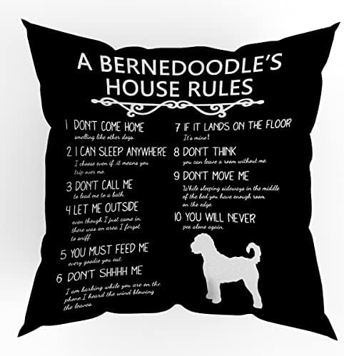 As regras da casa de um Bernedoodle lançam a capa de almofada de almofada, o travesseiro de Bernedoodle