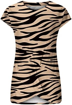 Camisa superior para feminino para mulheres de manga curta pescoço algodão estrela de algodão leopardo gráfico